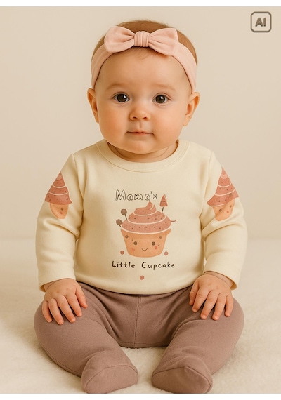 Kitikate Organik Little Cupcake 2'li Takım Natural Krem