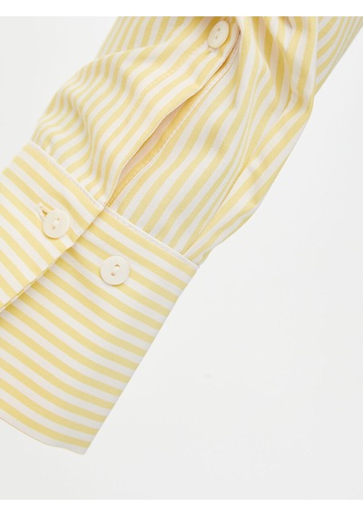 Faik Sönmez Beli Kuşak Detaylı Çizgili Poplin Gömlek W26gml022 Uw26gml02260 Sarı