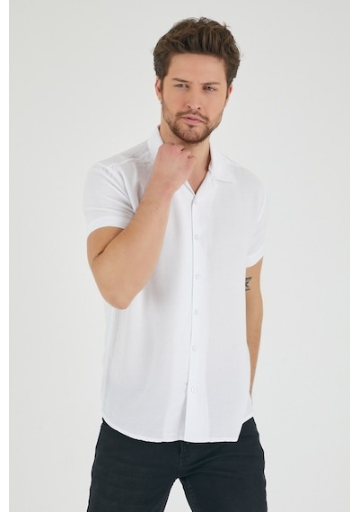 Mero Life Erkek Beyaz Regular Fit Kısa Kol Apaş Yaka Dökümlü Kumaş Gömlek Beyaz Mero Life Erkek Beyaz Regular Fit Kısa Kol Apaş Yaka Dökümlü Kumaş Gömlek Beyaz