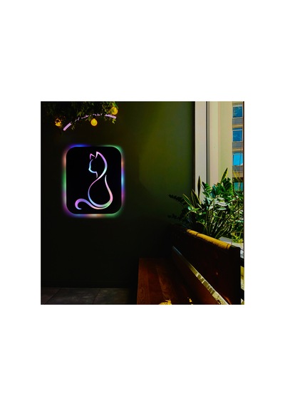 Led Işıklı Kişiselleştirilebilir Kedi Temalı Tablo Gayne Dekoratif Gece Lambası Çok Renkli - 737293250 Çok Renkli