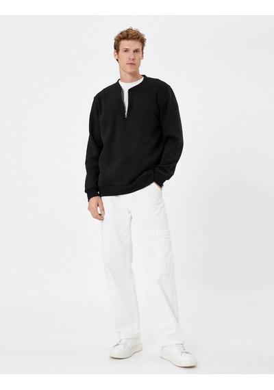 Koton Yarım Fermuarlı Sweatshirt Kolej Yaka Uzun Kollu Ribanalı Şardonlu Siyah 4wam70071mk Siyah Koton Yarım Fermuarlı Sweatshirt Kolej Yaka Uzun Kollu Ribanalı Şardonlu Siyah 4wam70071mk Siyah