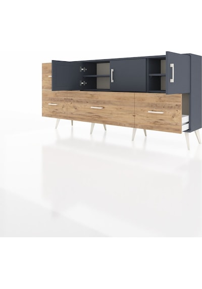 Arges Konsol 4 Raflı 4 Çekmeceli 3 Kapaklı 176x30x83 Antrasit-antrasit/çam Antrasit/çam Arges Konsol 4 Raflı 4 Çekmeceli 3 Kapaklı 176x30x83 Antrasit-antrasit/çam Antrasit/çam