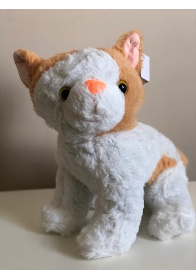 Sesli Miyavlayan Peluş Kedi 35cm Kahverengi