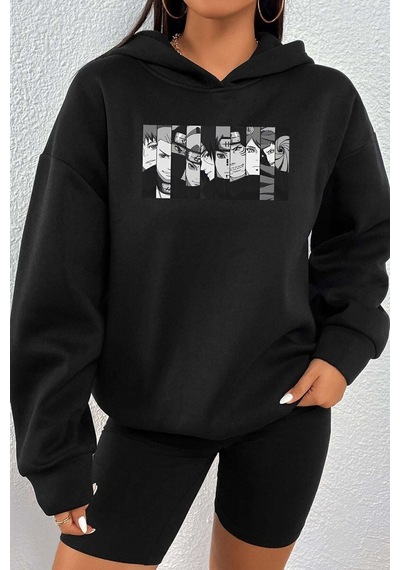 Uyguntarz Unisex Naruto Baskılı Sweatshirt siyah