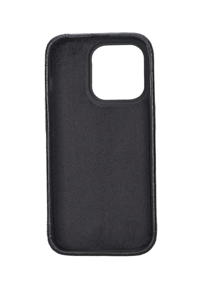 Apple Uyumlu iPhone 15 Pro Deri Arka Kapak Rock Rst1
