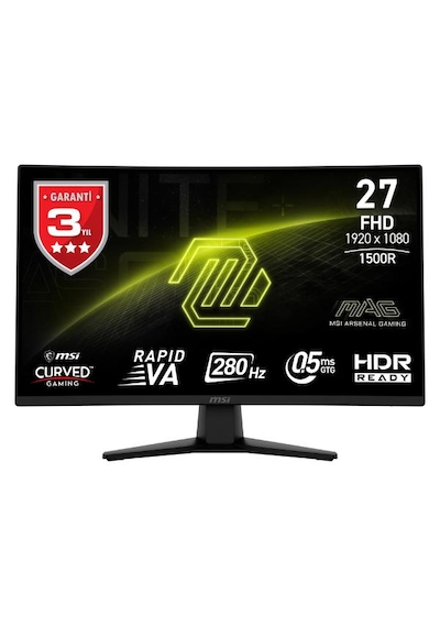 MSI MAG 274CXF 27" 1920x1080 FHD Curve 1500R RAPID VA 280 HZ 0.5MS (GTG) ADAPTIVE-SYNC Gaming Monitör