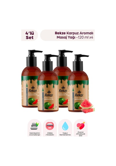 4 Lü Karpuz Aromalı Masaj Yağı 120 Ml X 4 Doğal Ve Aromaterapi Etkili Vücut Bakım Yağı - 306312762