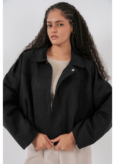 Bigdart Kadın Siyah Oversize Süet Ceket 1055 Siyah