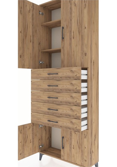 Arges Dolap 3 Raflı 5 Çekmeceli 4 Kapaklı 88x30x243 Çam-çam Çam Arges Dolap 3 Raflı 5 Çekmeceli 4 Kapaklı 88x30x243 Çam-çam Çam