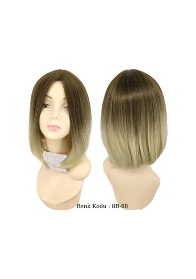 Küt Model Fiber Sentetik Peruk Kumral Koyu Platin Ombre No-8B-88