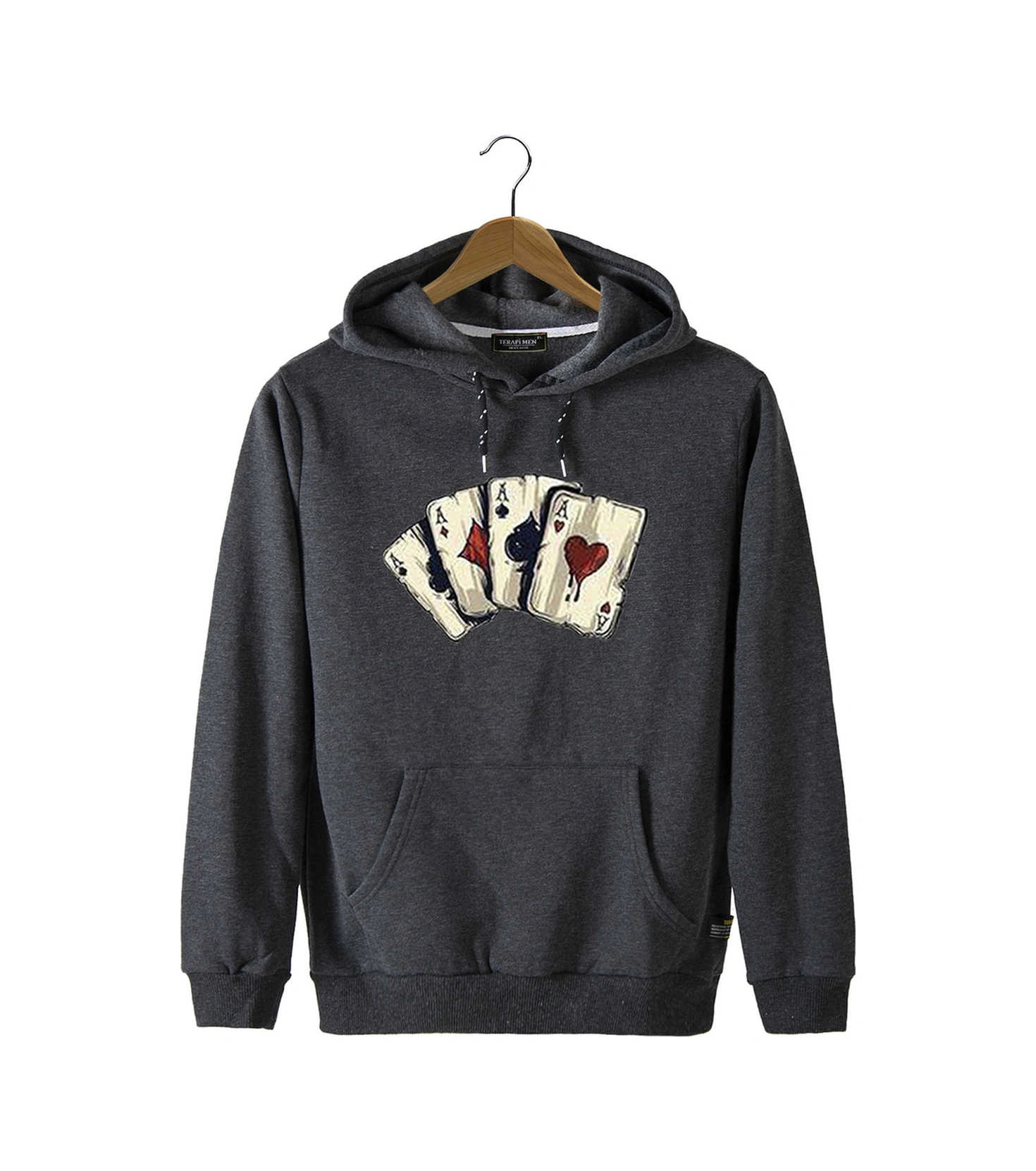 Veaven Unisex Antrasit Kapüşonlu Önü Iskambil Kağıdı Baskılı Slim Fit Kanguru Cepli Sweatshirt Antrasit Veaven Unisex Antrasit Kapüşonlu Önü Iskambil Kağıdı Baskılı Slim Fit Kanguru Cepli Sweatshirt Antrasit