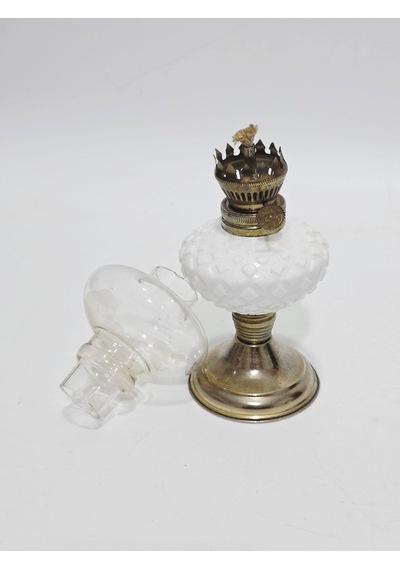Antika Opal Cam Gaz Lambası 023 Beyaz
