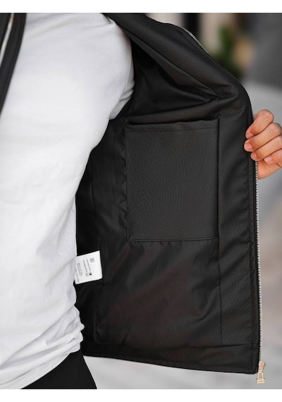 Yeni Sezon Erkek Premium Karbon Deri Slim Fit Mevsimlik Ceket Siyah Deri