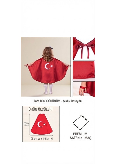 Trendmirend 29 Ekim Ve 23 Nisan İçin Parlak Kırmızı Saten Bagcıklı Ve Parmaklıklı