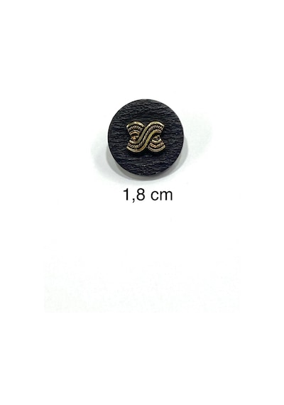 Yelek Hırka Düğmesi / Kabartma Gold Detaylı / Siyah 1,8 Cm / Kod:2620
