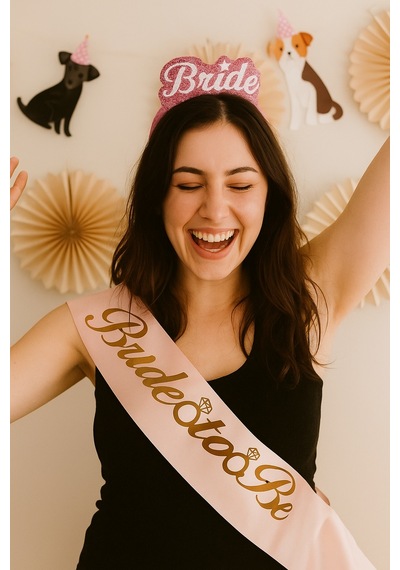 Bride To Be Bekarlığa Veda Partisi Kuşak Saten Somon Rengi Altın Varaklı Yazı Bekarlığa Veda Aksesuarı Diğer
