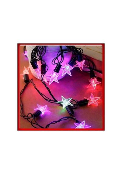 5 Metre 28 Yıldız Led /rgb /çakarlı/ Siyah Kablo / Yılbaşı Süsü Kırmızı, Yeşil, Mavi
