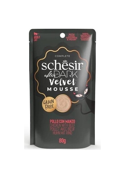 Schesir After Dark Velvet Mousse Tavuklu ve Biftekli Yetişkin Kedi Konservesi 80 G