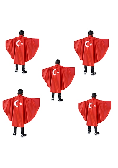 Denbu Tekstil Ay Yıldız Baskılı 23 Nisan Özel Bayrak Pelerin -5 Adet