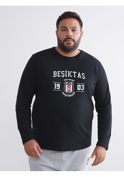 Lc Waıkıkı Siyah Büyük Beden Beşiktaş Baskılı Erkek Pijama Takımı