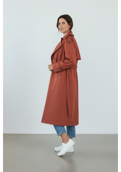 Durivya Apoletli Oversize Trençkot Kiremit