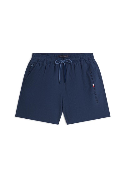 Tommy Hilfiger Medium Drawstring Ithaca Zip Erkek Mavi Yüzme Şortu-13070 Mavi