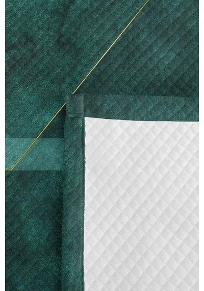 Yeşil Geometrik Genç Odası Tek Kişilik Pike Takımı - Mint Antrasit 160x220 Cm Kapitone Yatak Örtüsü Mahmur Ot Kuşağı