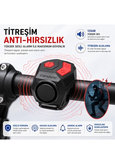 Triline 120 Db Usb Şarjlı Bisiklet Kornası Alarm Zili Anti Hırsızlık Elektrikli Korna Scooter Siyah
