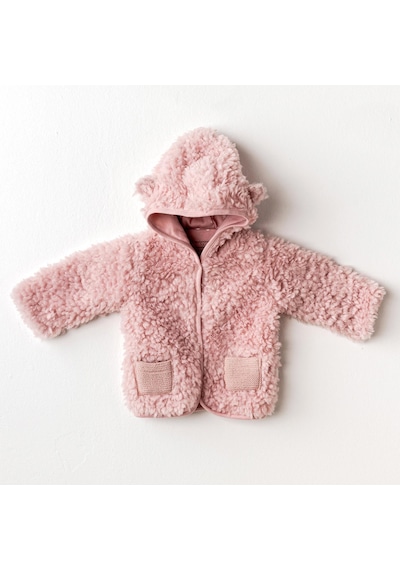 Andywawa Kız Bebek Coat Plush Puppy Gazelle Mont Pembe Ac25058 Pembe