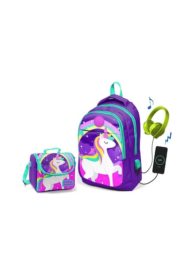 Coral High Kids Mor Unicorn Okul ve Beslenme Çantası - Kız Çocuk