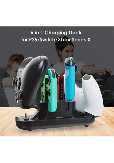 6 In 1 Şarj Standı Çok Fonksiyonlu Ps5 Xbox Serisi X Switch Pro