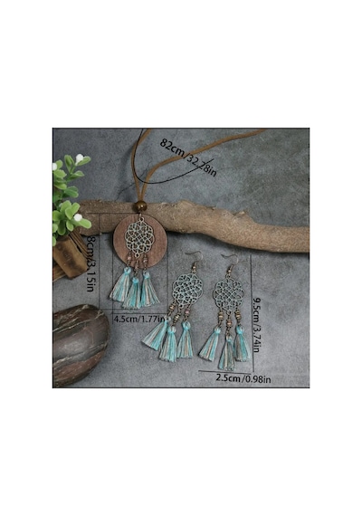 Yıwu 3 Parça Vintage Bohemian Etnik Tarz Kadın Takı Seti, Antika Bronz Oymalı Mavi Karışık Renk Mavi Tonları Ve Ahşap Yıwu 3 Parça Vintage Bohemian Etnik Tarz Kadın Takı Seti, Antika Bronz Oymalı Mavi Karışık Renk Mavi Tonları Ve Ahşap