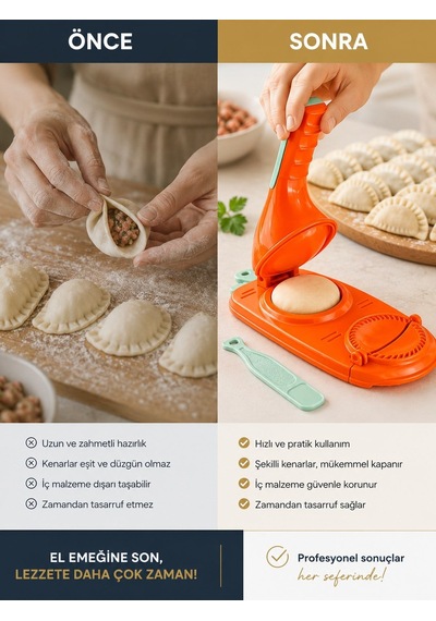 2'si 1 Arada Hamur Açma Ve Presleme Aparatı Mantı Ravioli Börek Poğaça Kalıbı Çok Renkli