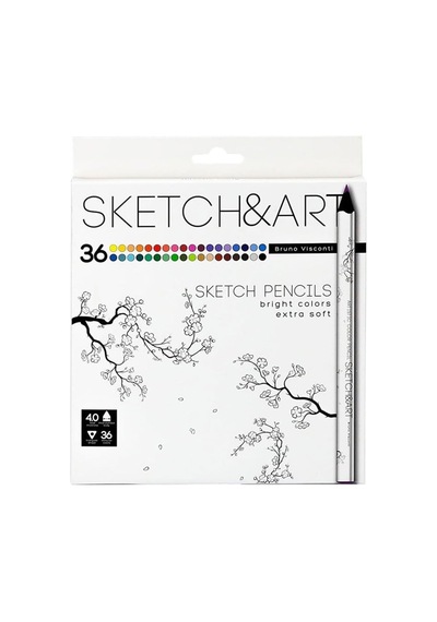 Bruno Visconti Sketch&art Profesyonel Kuru Boya Kalemi, 36 Renk, Kalın Gövde 4mm