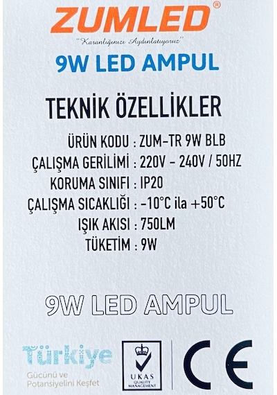 Zumled 9w Beyaz Led Ampul Royaleks-201