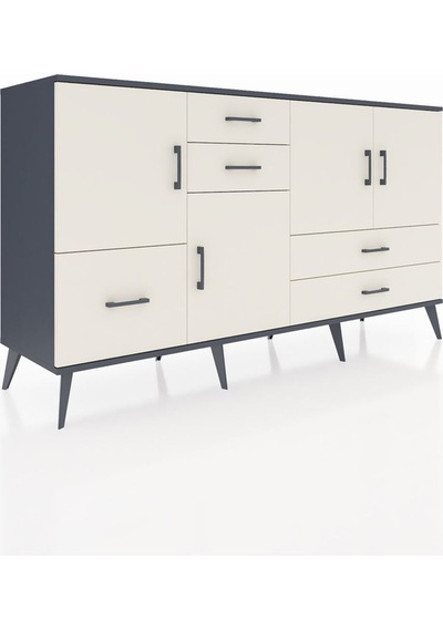Hyperion Konsol 4 Raflı 5 Çekmeceli 4 Kapaklı 176x44x99 Antrasit- Antrasit-aytaşı Hyperion Konsol 4 Raflı 5 Çekmeceli 4 Kapaklı 176x44x99 Antrasit- Antrasit-aytaşı