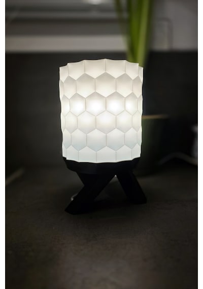 Modern Dekoratif Abajur Led Ampul Masa Lambası Geometrik Tasarım Beyaz