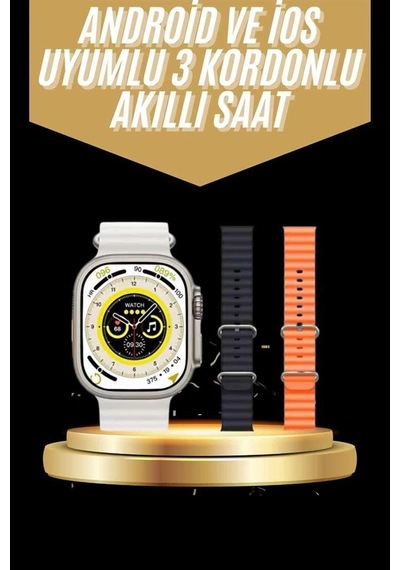 Mey İthalat Yeni Nesil 3 Kordonlu Kol Saati 49 Mm Amoled Ekran Akıllı Saat