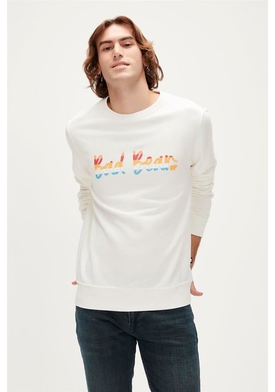 Bad Bear Manuscrıpt Crewneck Erkek Beyaz Sweat - 23.02.12.016 Beyaz