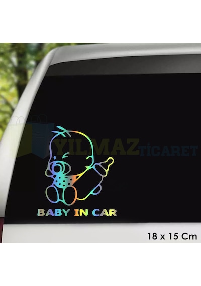 Biberonlu Arabada Bebek Var Baby On Board Hologram Oto Sticker
