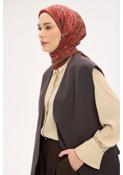 Silk Home Arve Eşarp Viona Kiremit Bordo 90x90 Çok Renkli