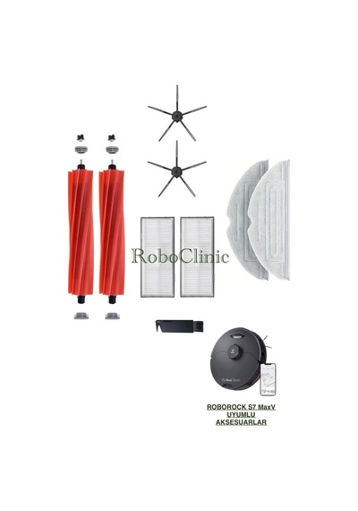 Roborock S7 Maxv Series Robot Süpürge Uyumlu Fırça,filtre,mop Seti-9 Parça