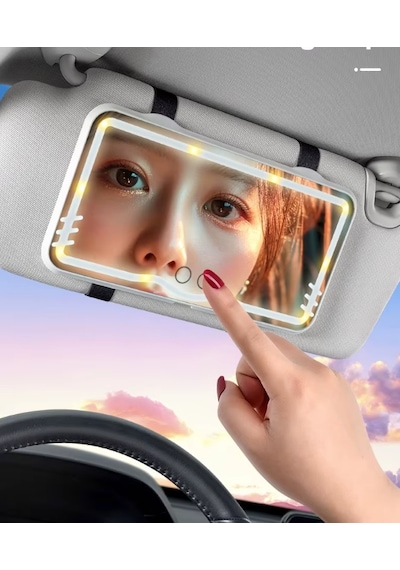 Led Işıklı Araç Makyaj Aynası Aydınlatmalı Oto Siperlik Ayna Oto Makyaj Aynası
