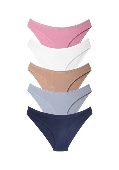 Alya Underwear Kadın Külot, Renkli Pamuklu Slip Külotlar Bikini Kesim 5'li Paket Çok Renkli Çok Renkli P04