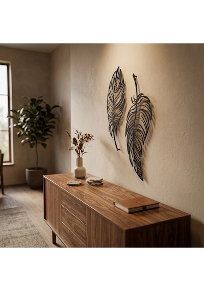 Feathers Metal Tablo Siyah