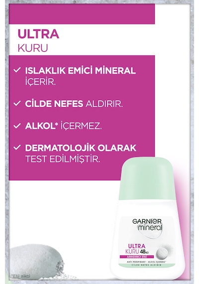 Garnier Mineral Ultra Kuru Antiperspirant Kadın Roll-On 50 ML
