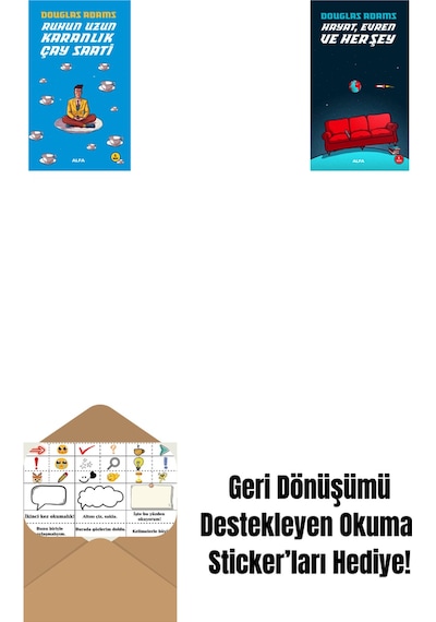 Ruhun Uzun Karanlık Çay Saati + Hayat Evren Ve Her Şey + Okuma Sticker'ları