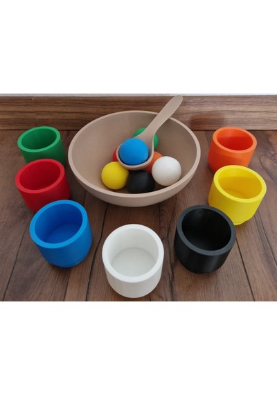 3d Baskı Renk Eşleştirme Ve Top Yakalama Oyunu - Montessori Eğitici Motor Beceri Oyuncağı
