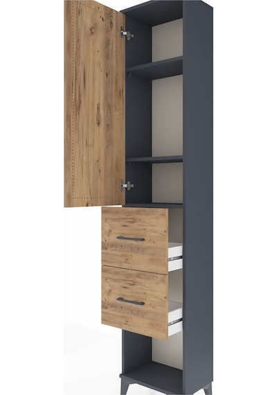 Arges Dolap 3 Raflı 2 Çekmeceli Tek Kapaklı 44x30x221 Antrasit-çam Antrasit