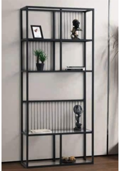 Sera Kitaplık Siyah Çok Amaçlı Raf Ünitesi 80x30x180 Cm